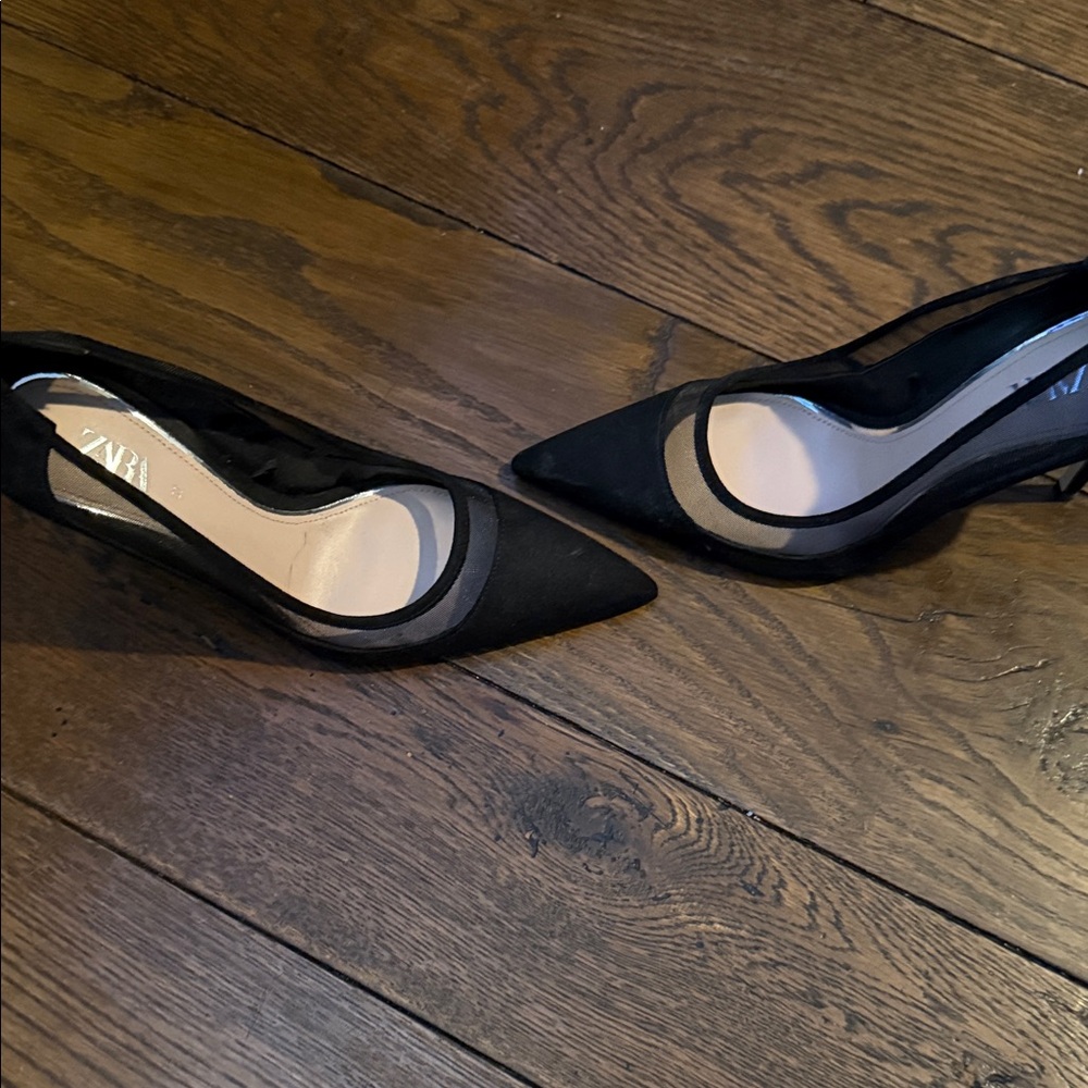 Zara Black Mesh Heels - Picture 3 of 3